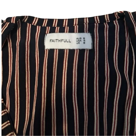 Faithfull the Brand Black Maroon and White Striped Dress - Picture 4 of 4